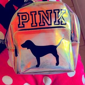 Vs pink dog mini backpack Holographic pearl